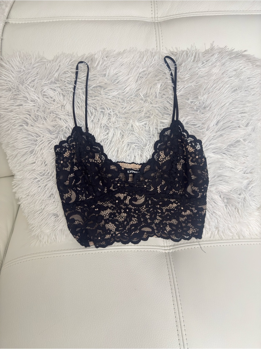 Express Black Lace Bralette with Nude Lining